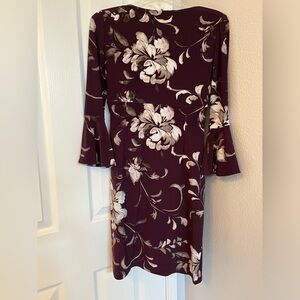 Ralph Lauren long bell sleeves V neck dress with side opening